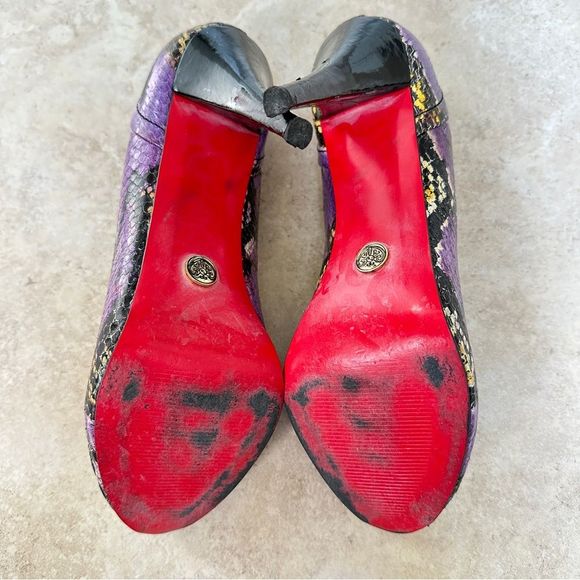 J Renee Luxe Colorful Snakeskin Peep Toe Heels Pumps with Red Bottoms Size 9 - Picture 7 of 10